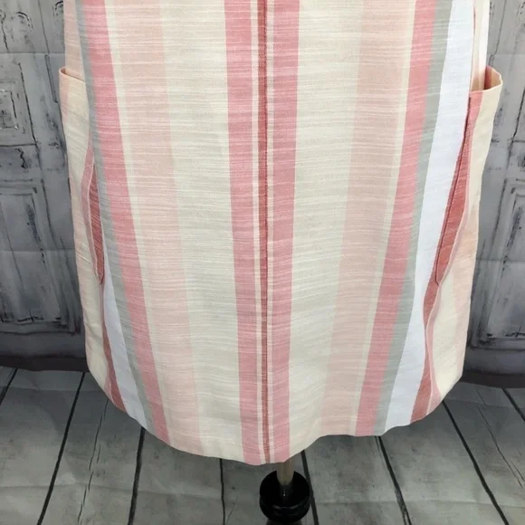 Cremieux Womens Size XS Pink White V Neck Striped Sleeveless Shift Dress Cotton - Picture 4 of 12